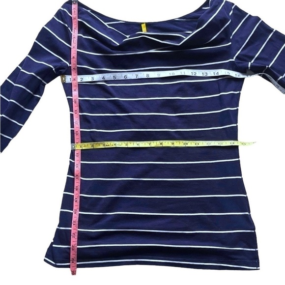 Lole Megan cowl neck top navy blue and white chalk striped organic cotton Size S - Picture 13 of 17